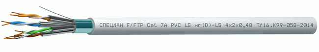 СПЕЦЛАН F/FTP Cat 7A PVC LS нг(D)-LS